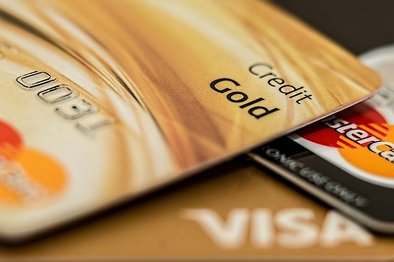 close-up stack of credit cards