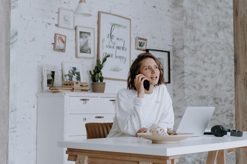 woman working in home office