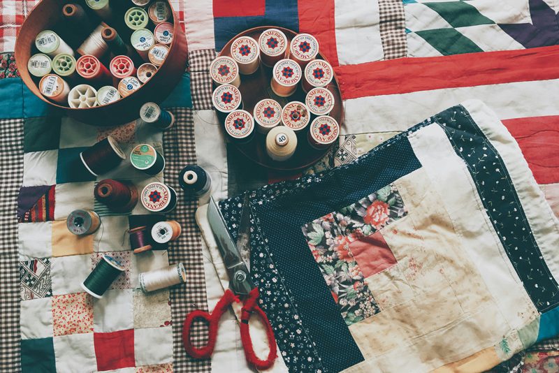 quilting materials on display