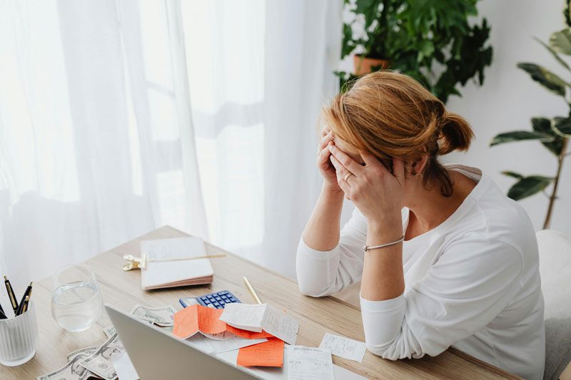 woman worried about finances